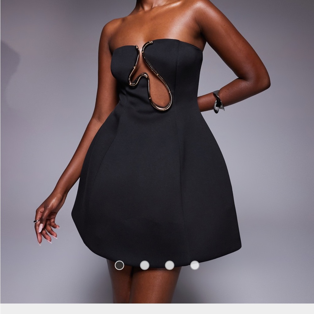 ASOS DESIGN Black Strapless Dress with Gold Accent